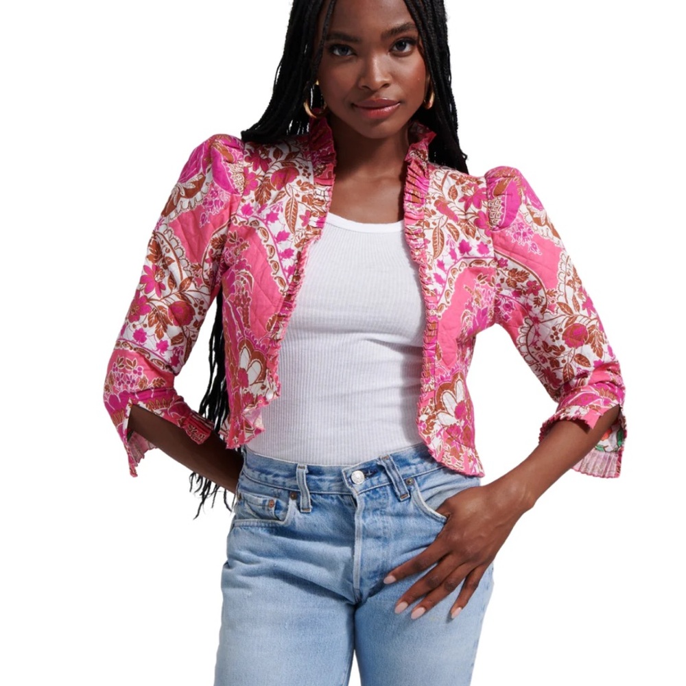 Love the label Adrienne quilted clementine pink jacket small